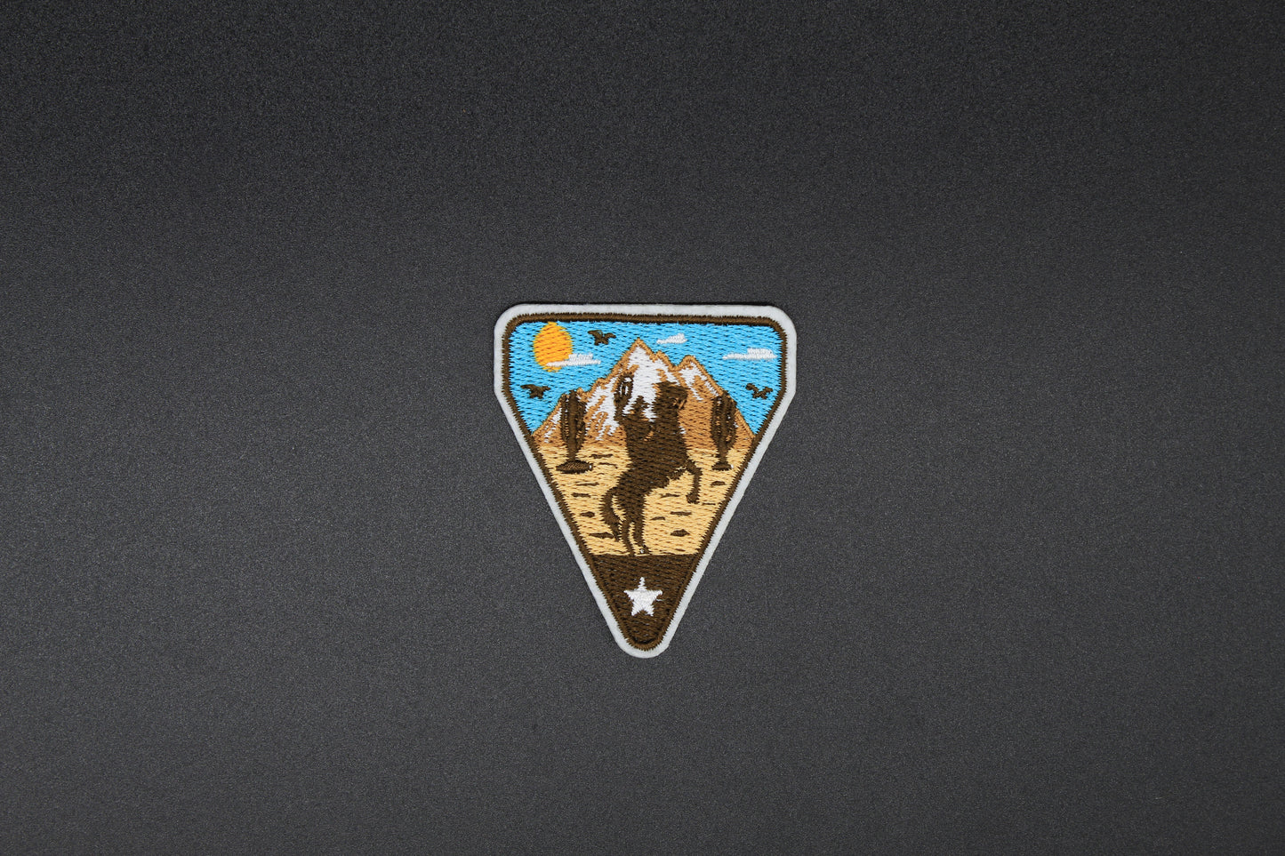 Desert Rider Mountain Scene Iron-On Patch