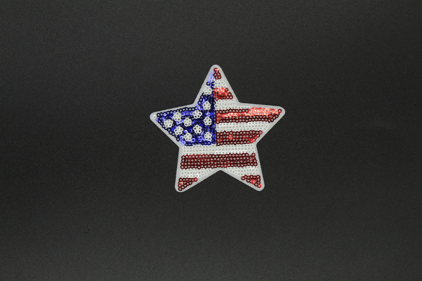 American Flag Star Sequin Iron-On Patch