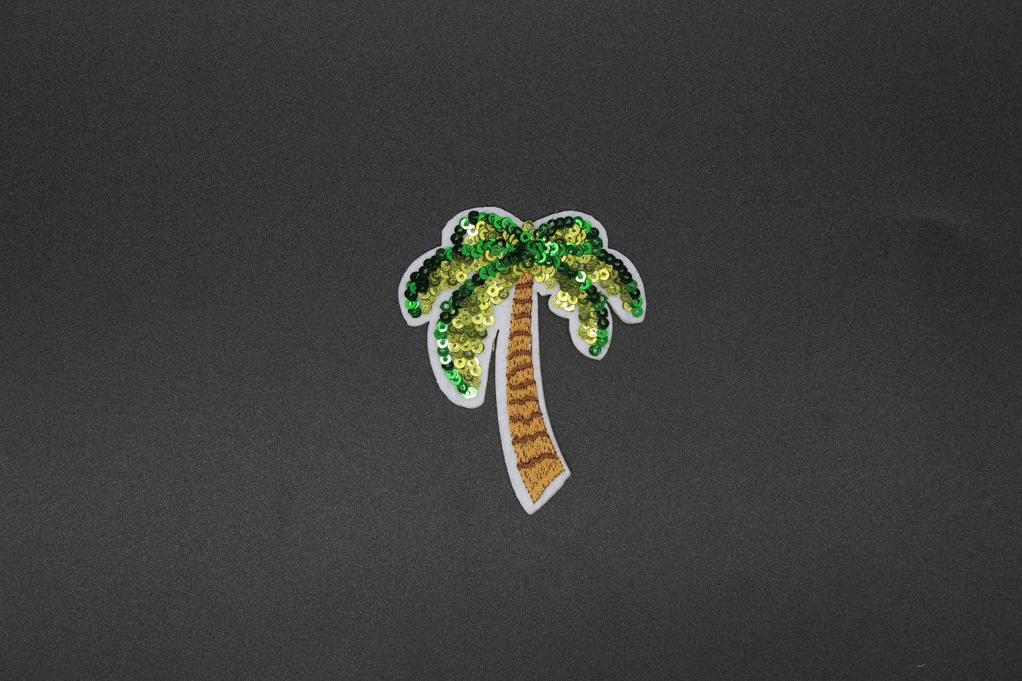 Green Sequin Palm Tree Patch – Tropical Beach Vacation Iron-On Appliqué