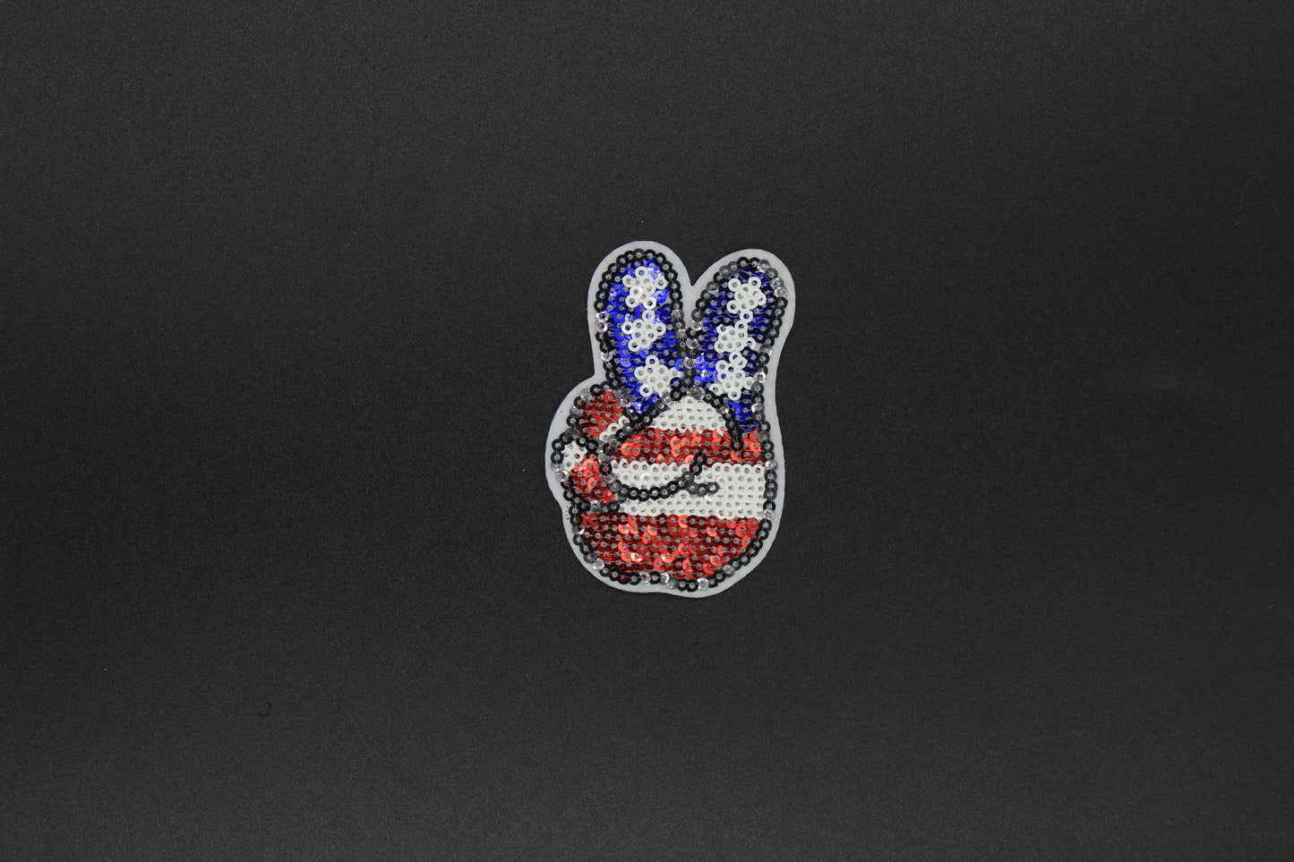 Patriotic Peace Sign Hand Sequin Iron-On Patch