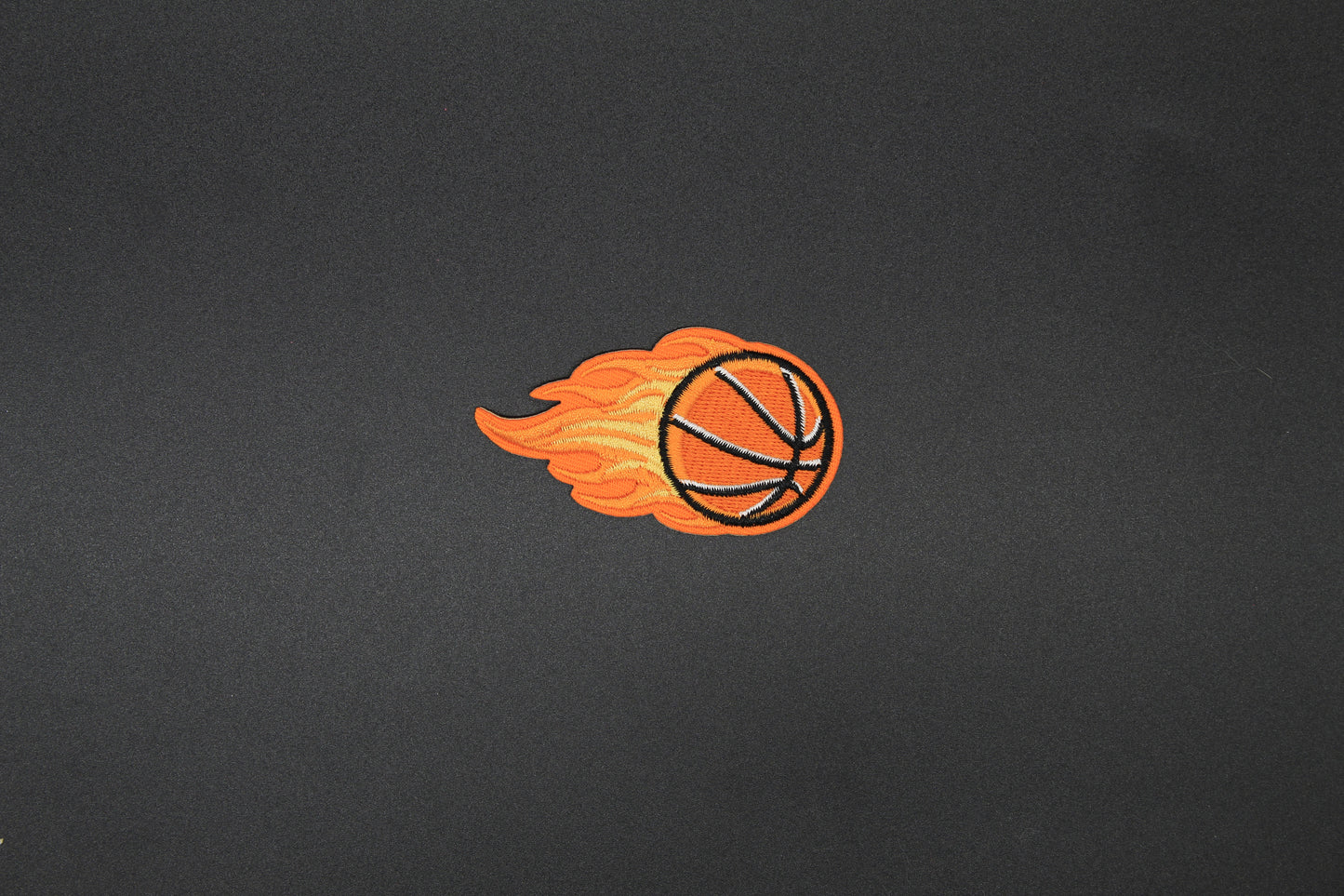 Flaming Basketball Embroidered Iron-On Patch | Fire Sports Patch