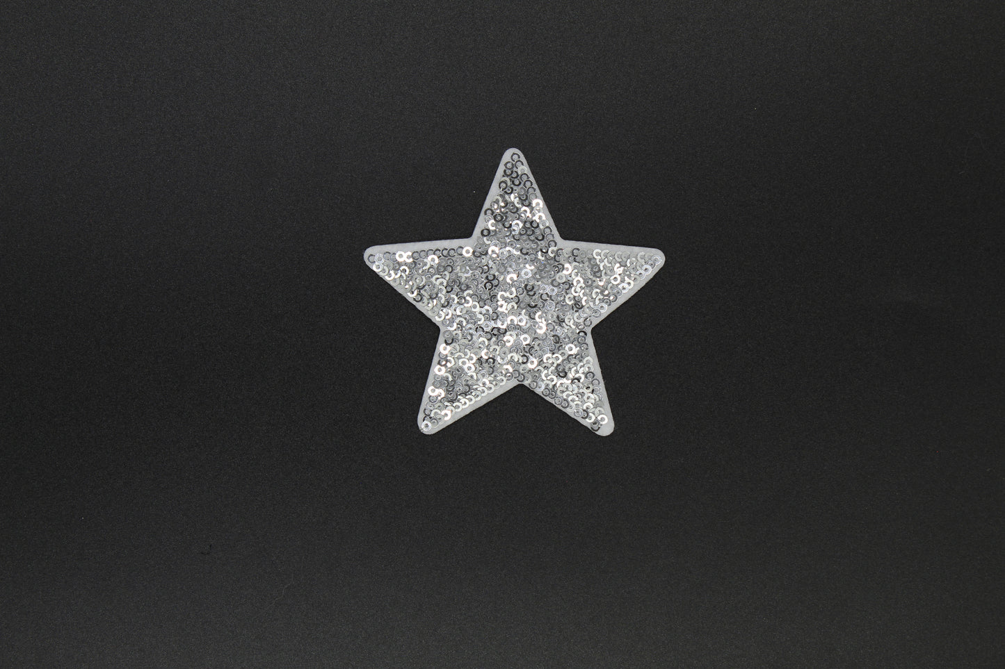 Silver Sequin Star Iron-On Patch