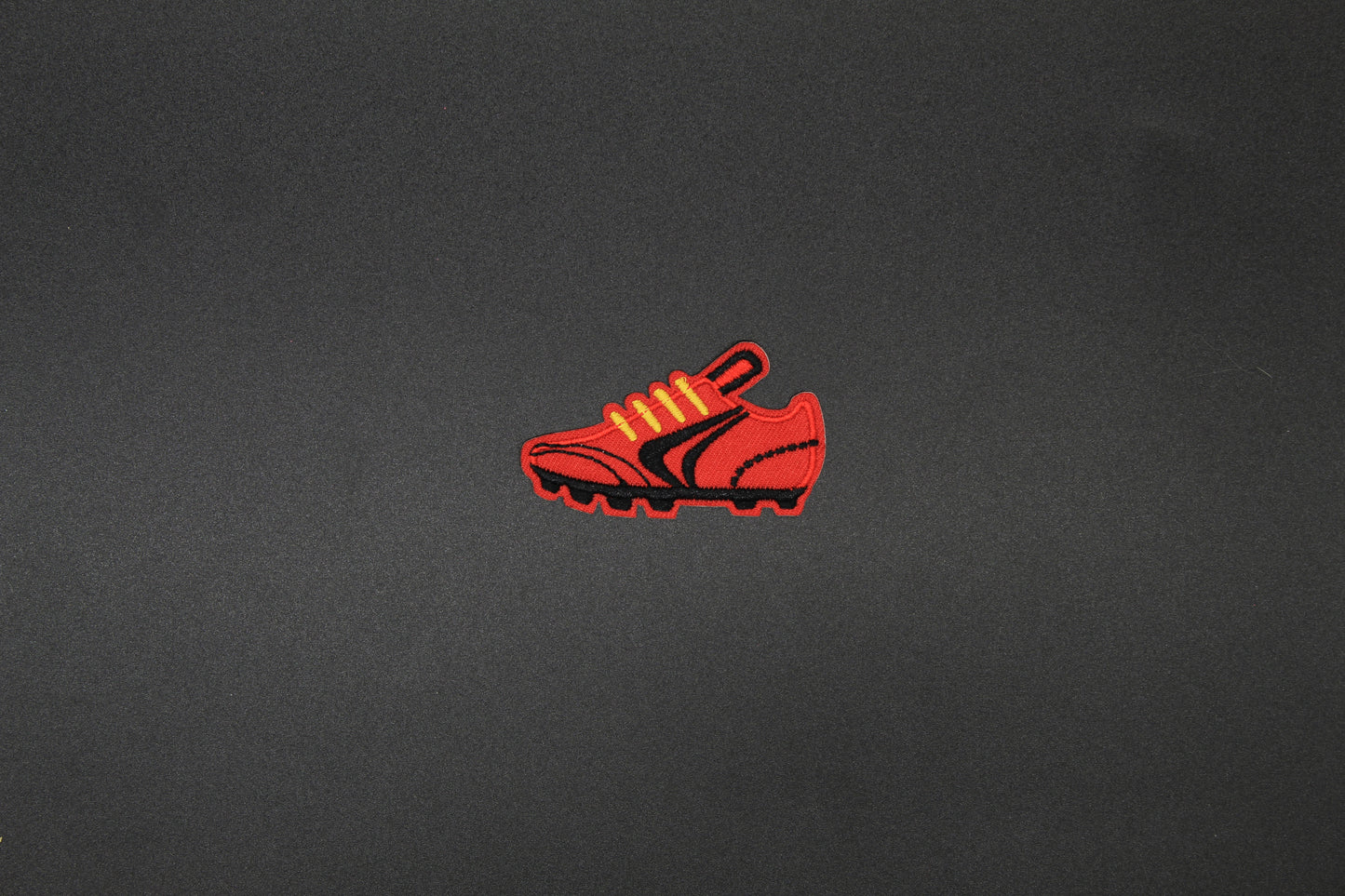 Red Soccer Cleat Embroidered Iron-On Patch | Sports Shoe Patch