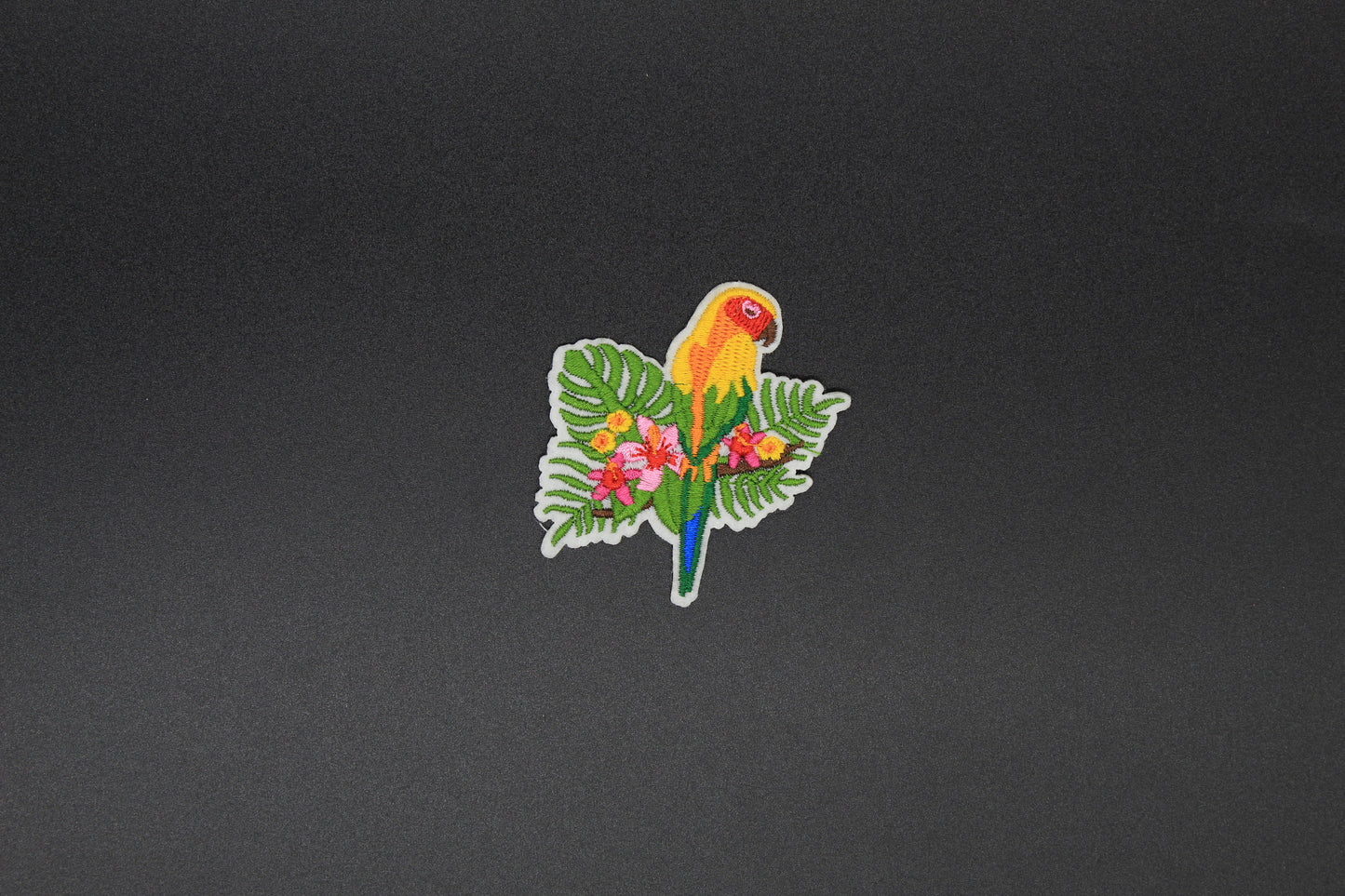 Tropical Parrot & Palm Leaves Iron-On Patch
