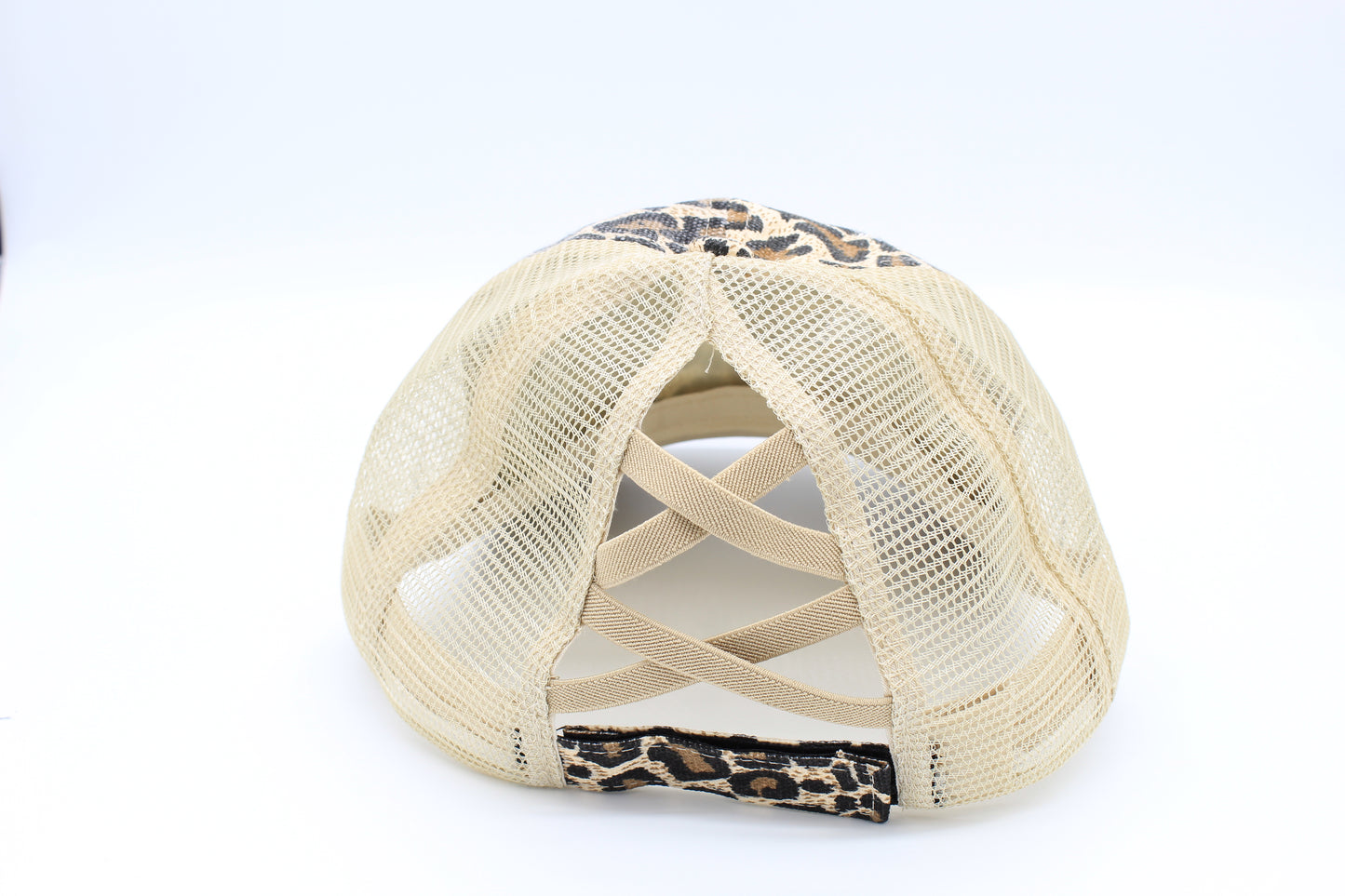 Leopard Criss-Cross Ponytail Hat