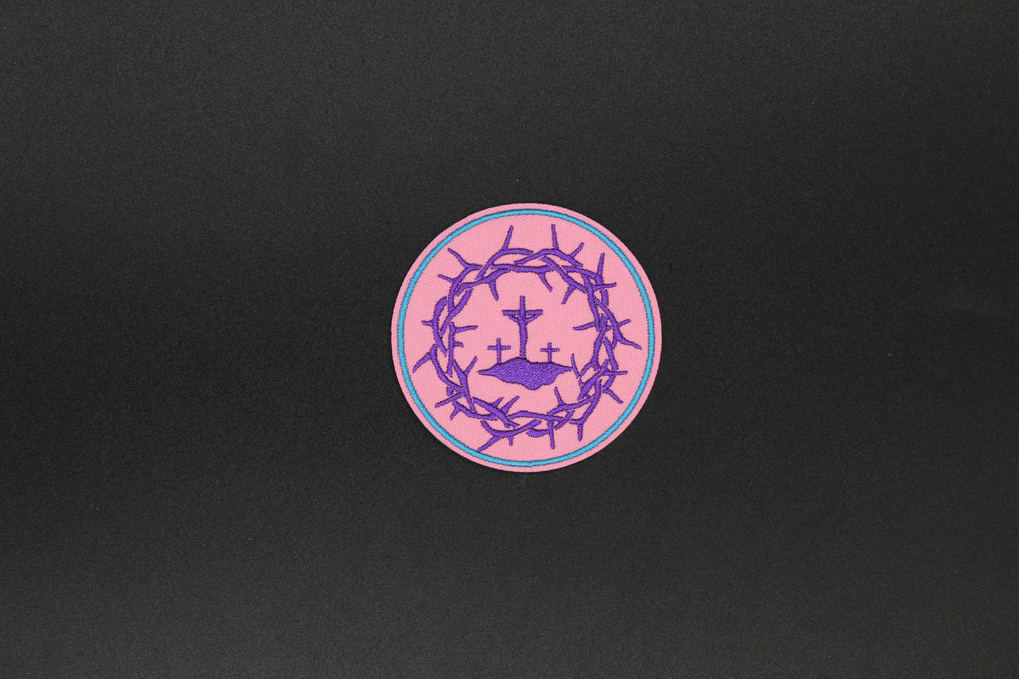 Crown of Thorns & Three Crosses Embroidered Iron-On-Patch