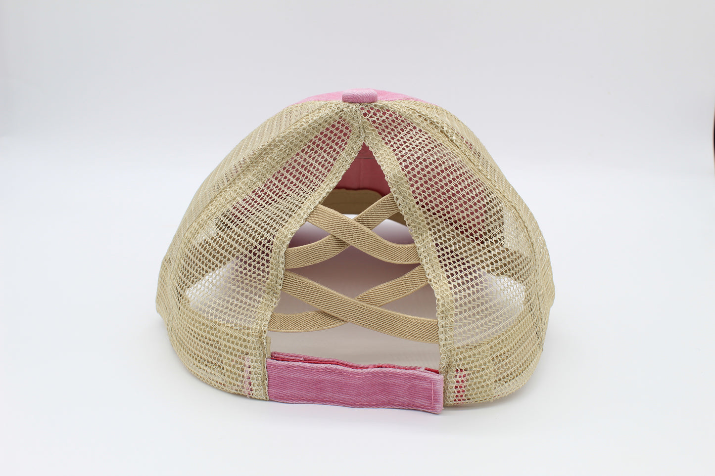 Distressed Pink Ponytail Trucker Hat