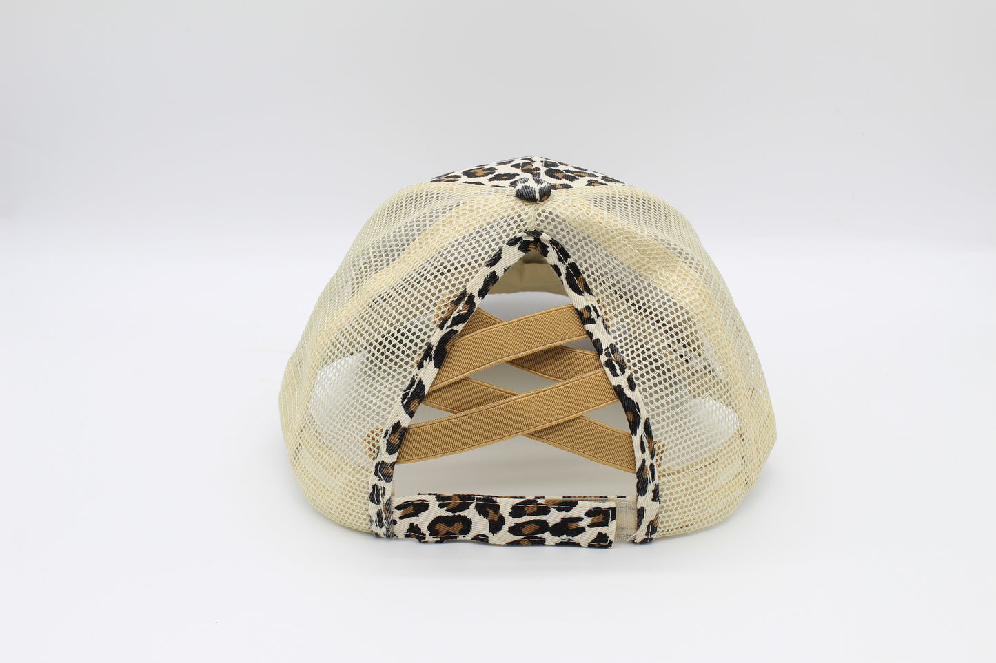 Leopard Print Criss-Cross Ponytail Hat