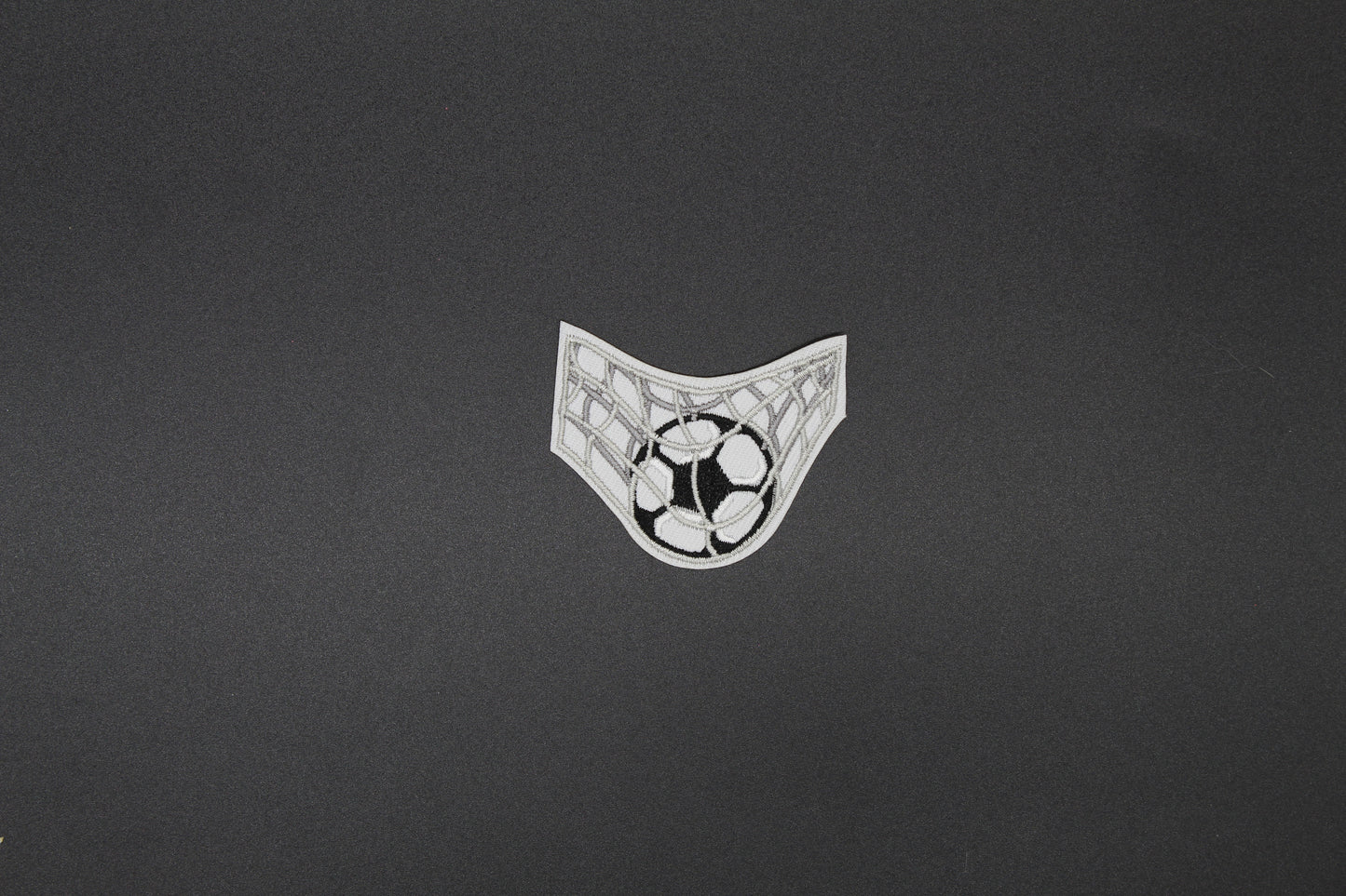 Soccer Goal Embroidered Patch | Soccer Ball in Net Iron-On Sports Patch Black & White