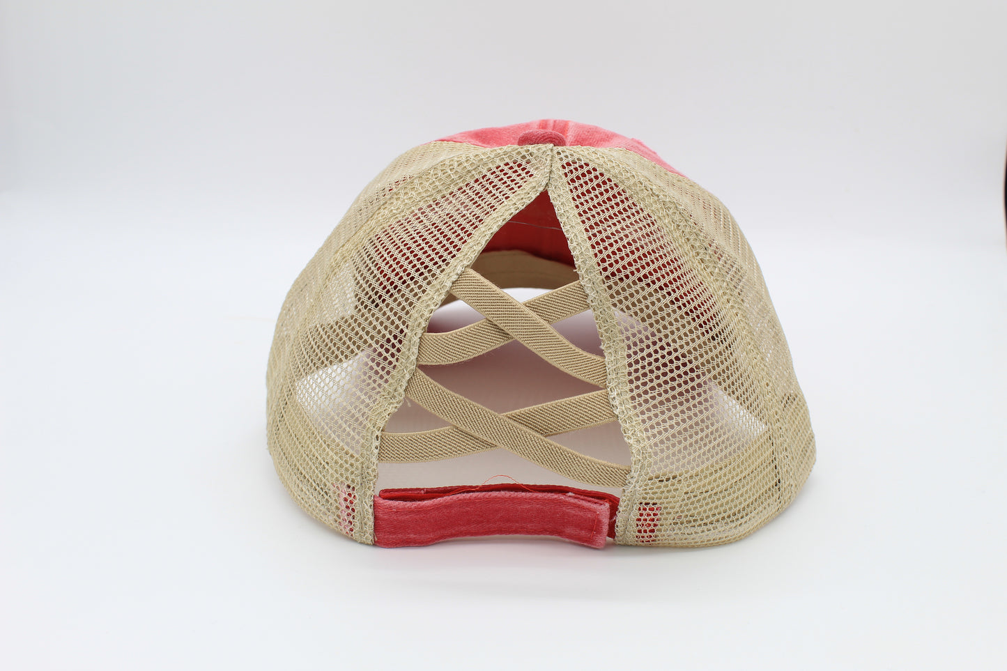 Distressed Raspberry Ponytail Trucker Hat