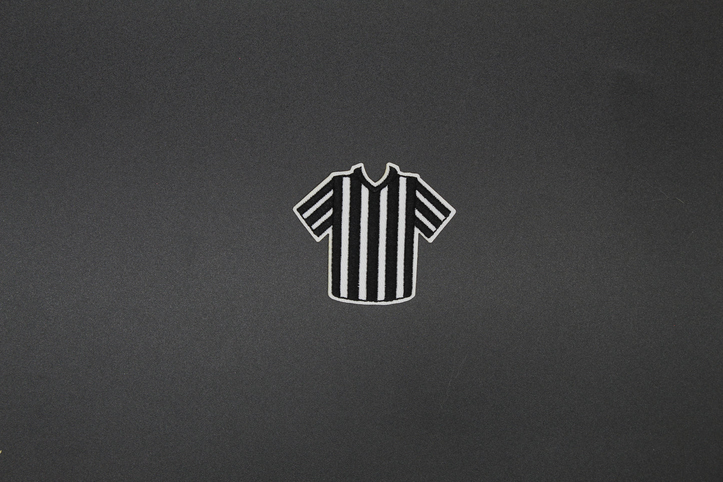 Referee Jersey Embroidered Patch | Black & White Striped Sports Official Iron-On Patch
