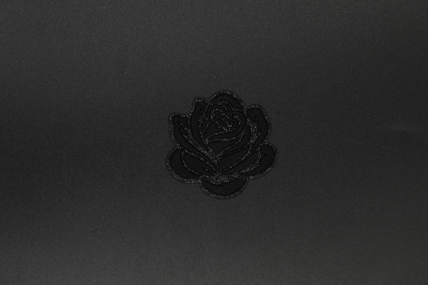 Black Glitter Rose Iron-On Patch