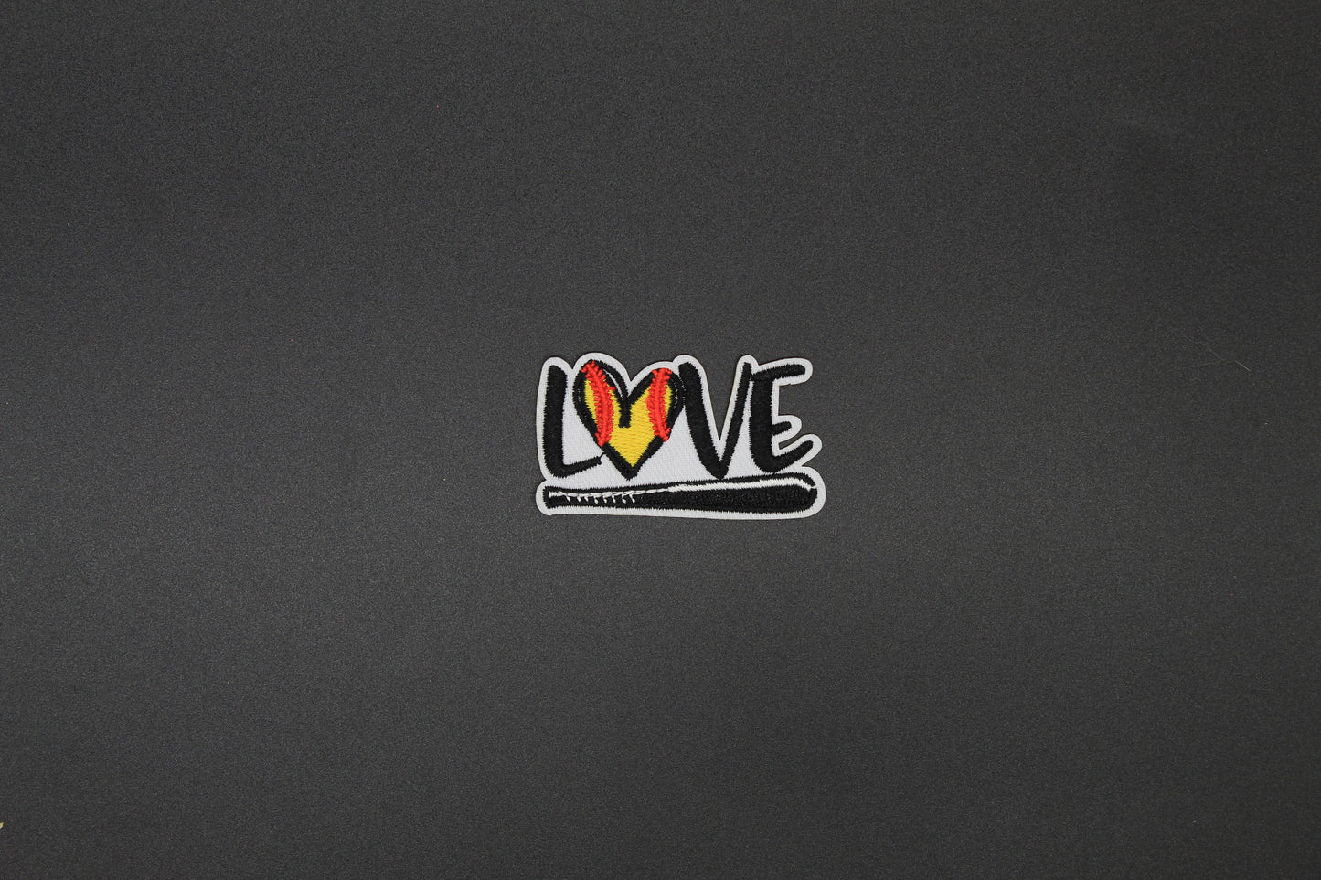 Love Softball Embroidered Patch | Softball Heart & Bat Iron-On Patch for Jackets & Bags