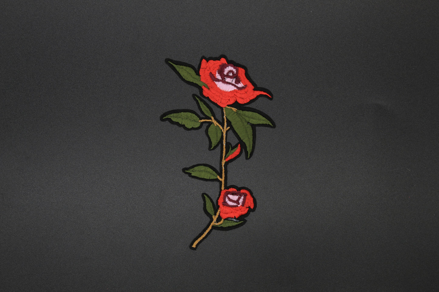 Twin Red Rose Vine Iron-On Patch