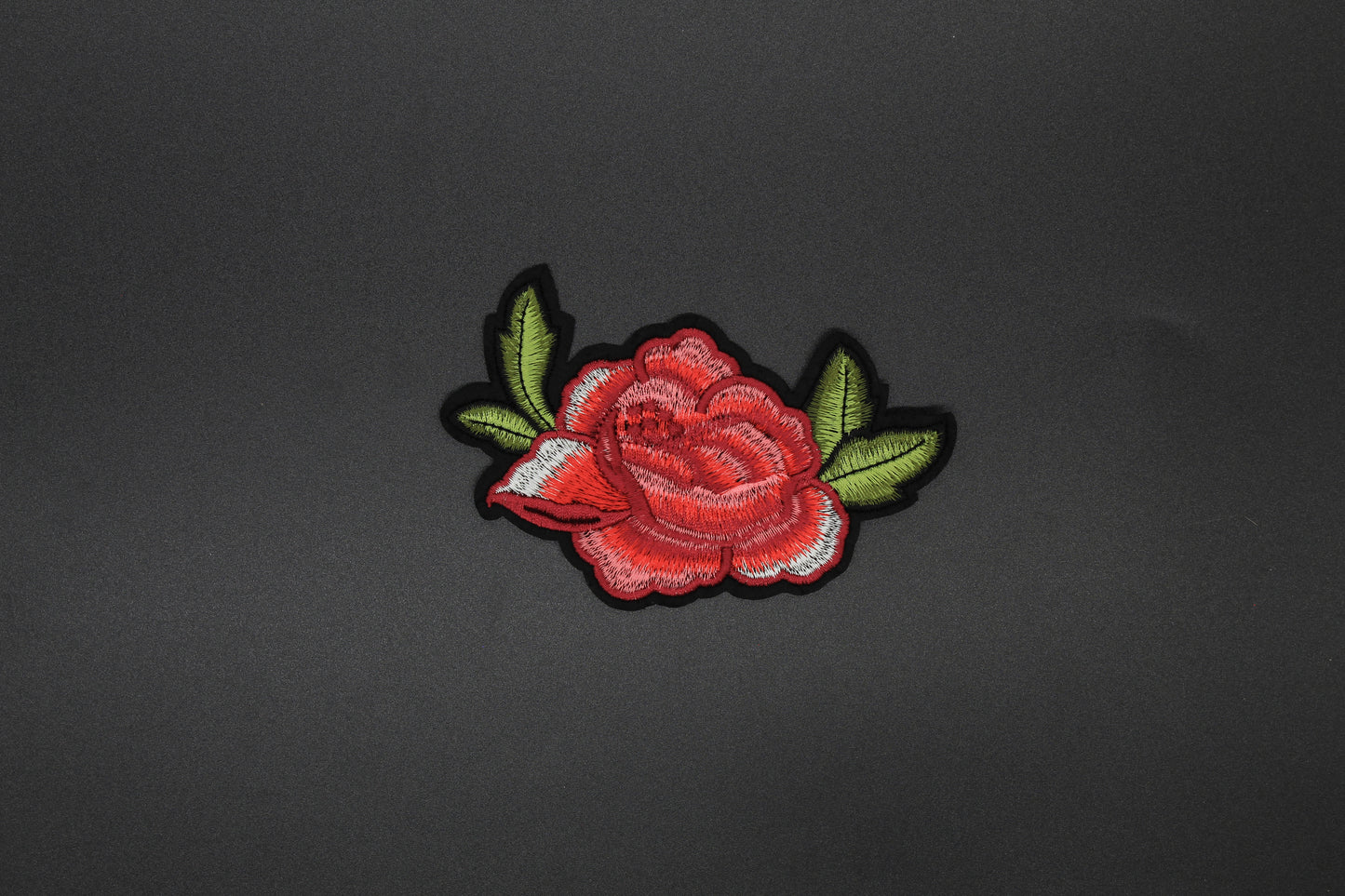 Red Rose Bloom Embroidered Iron-On Patch