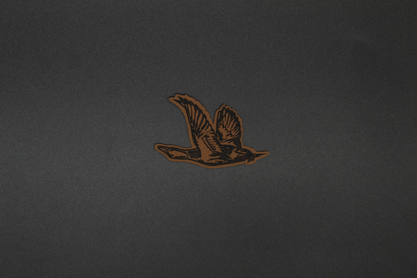Leather Flying Duck Patch | Faux Leather Waterfowl Hunting Patch for Hats & Outdoor Gear