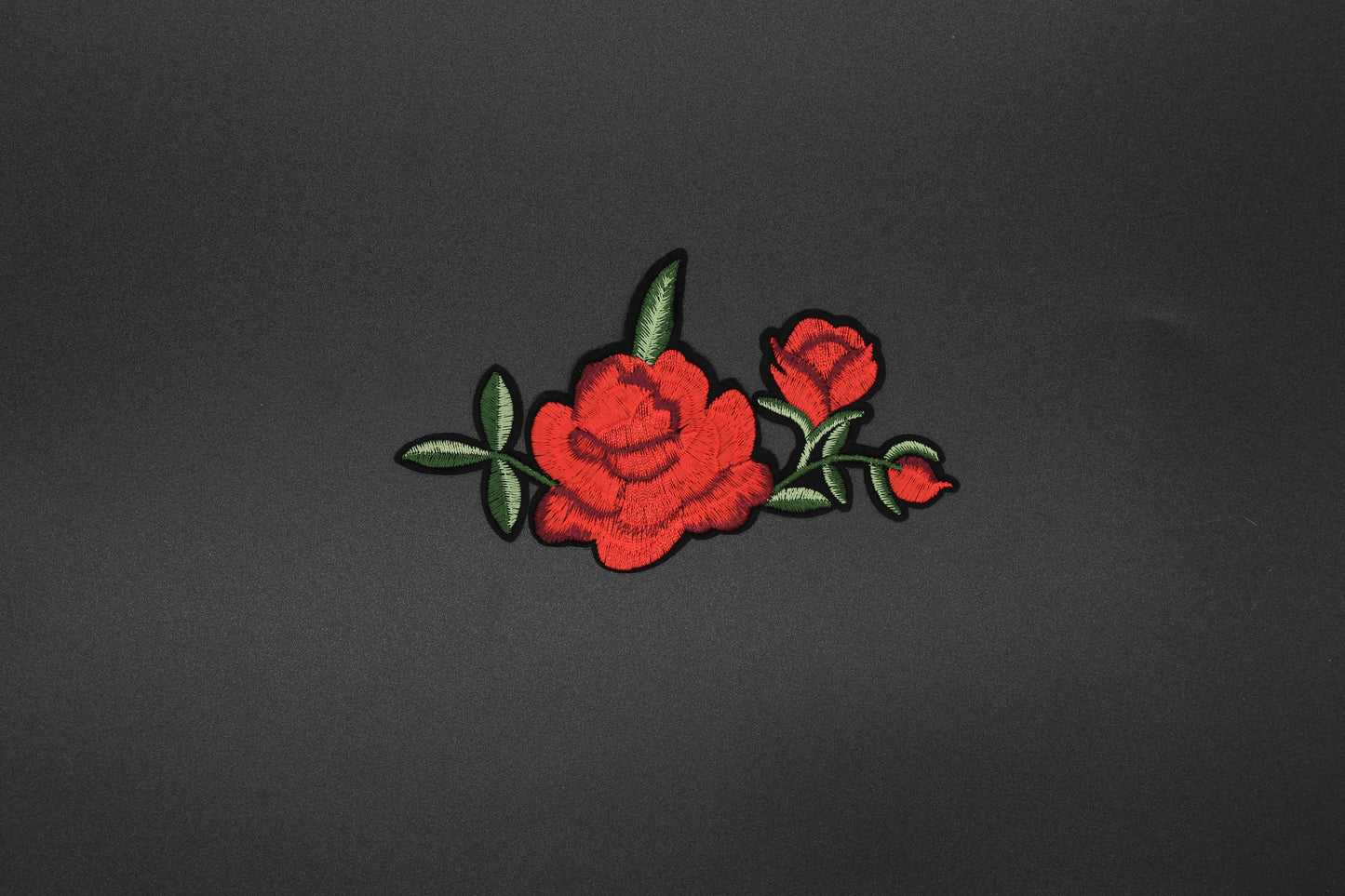Red Rose Garland Embroidered Iron-On Patch