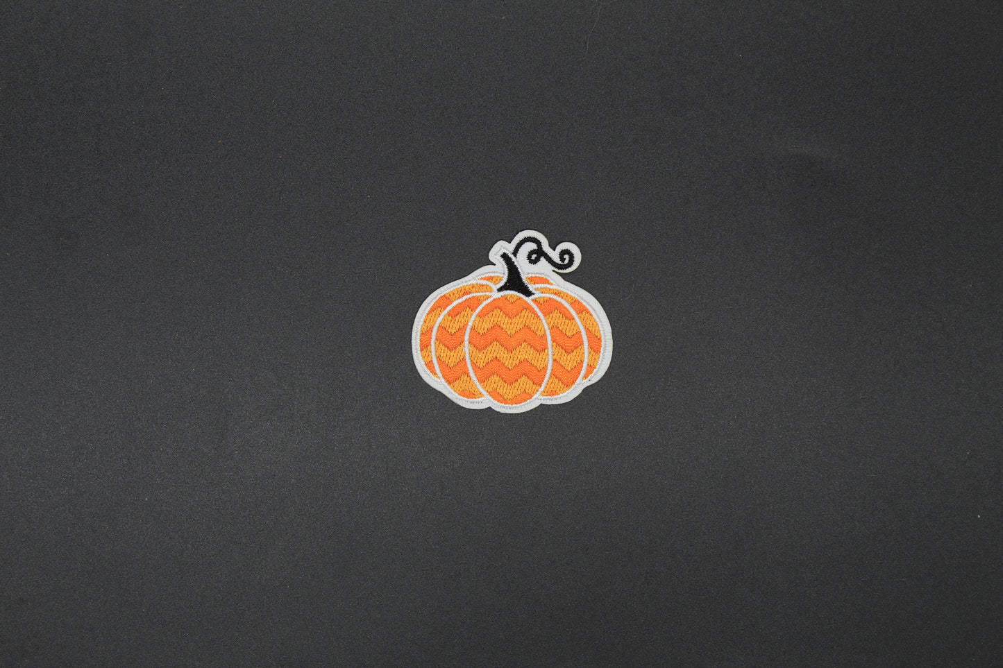 Orange Chevron Pumpkin Embroidered Iron-On Patch – Fall Halloween Appliqué