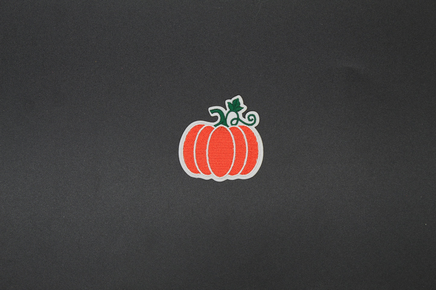 Bright Coral Pumpkin Embroidered Iron-On Patch – Cute Autumn Fall Appliqué