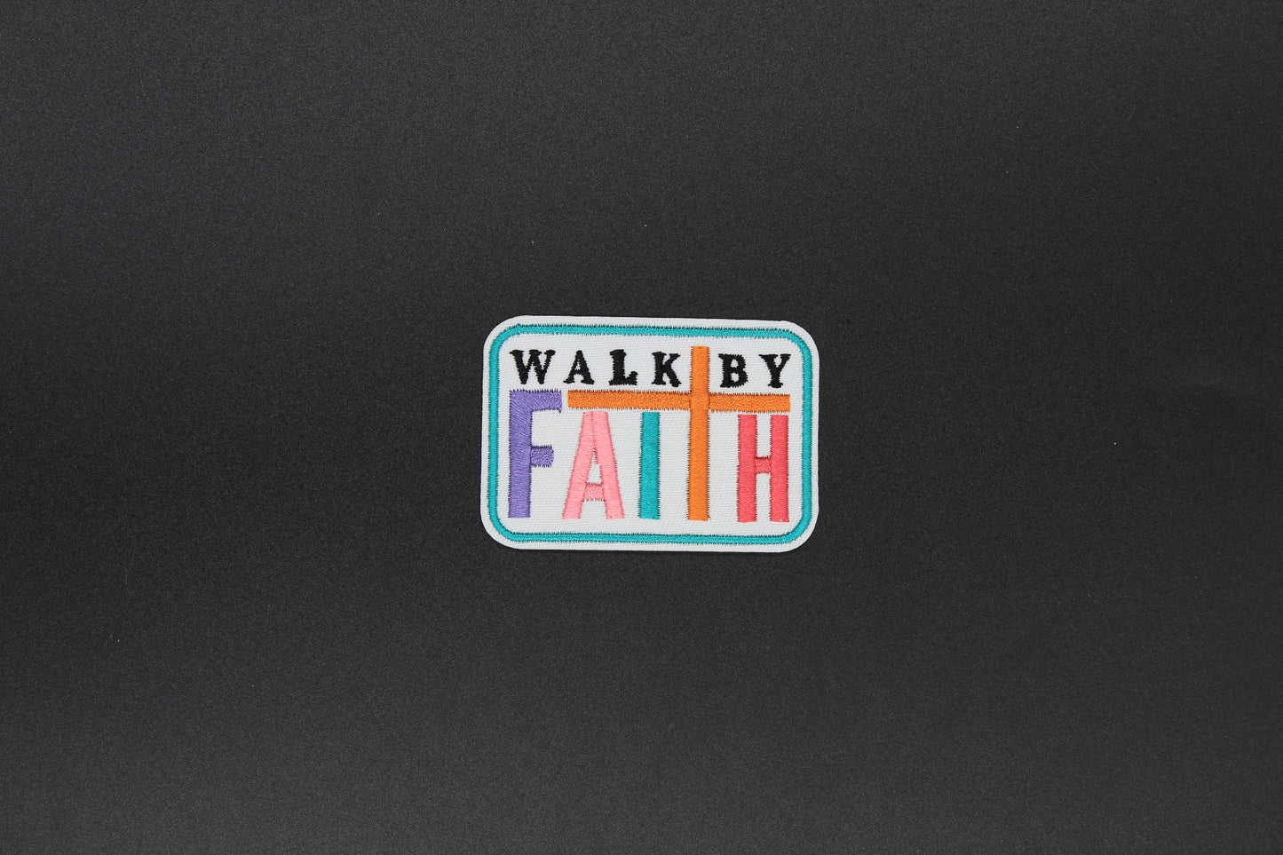 “Walk By Faith” Christian Cross Embroidered Iron-On Patch
