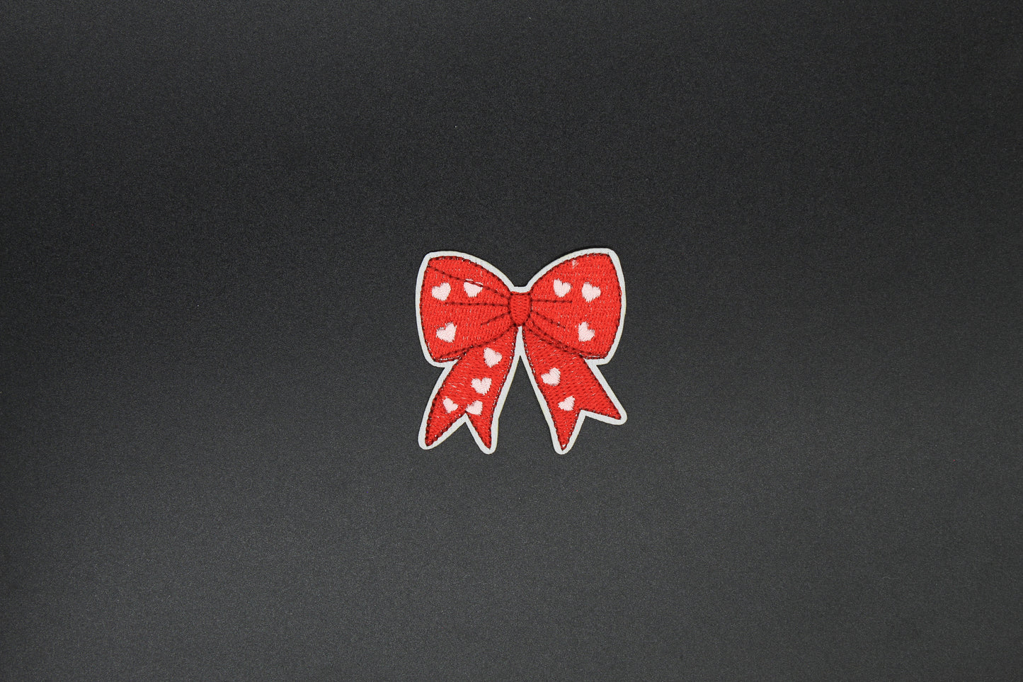 Red Heart Bow Iron-On Patch