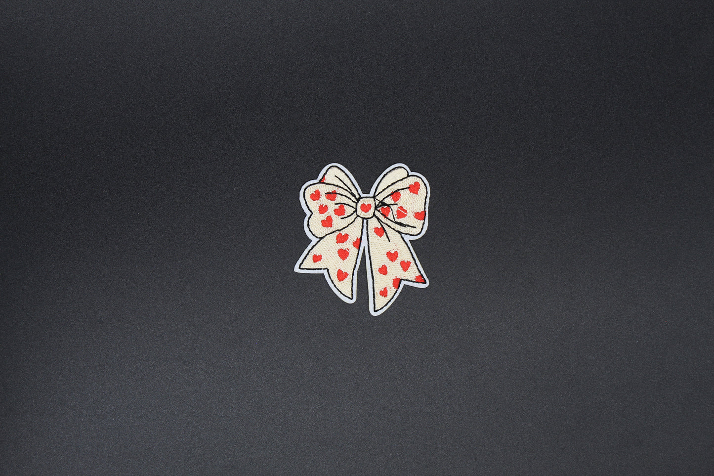 Vintage Cream Heart Bow Iron-On Patch