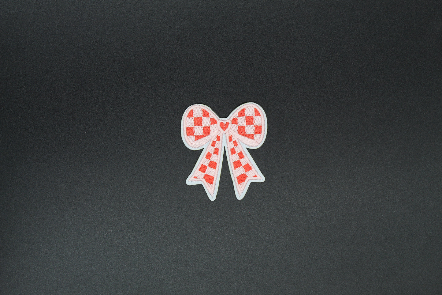 Red Checkered Bow Iron-On Patch