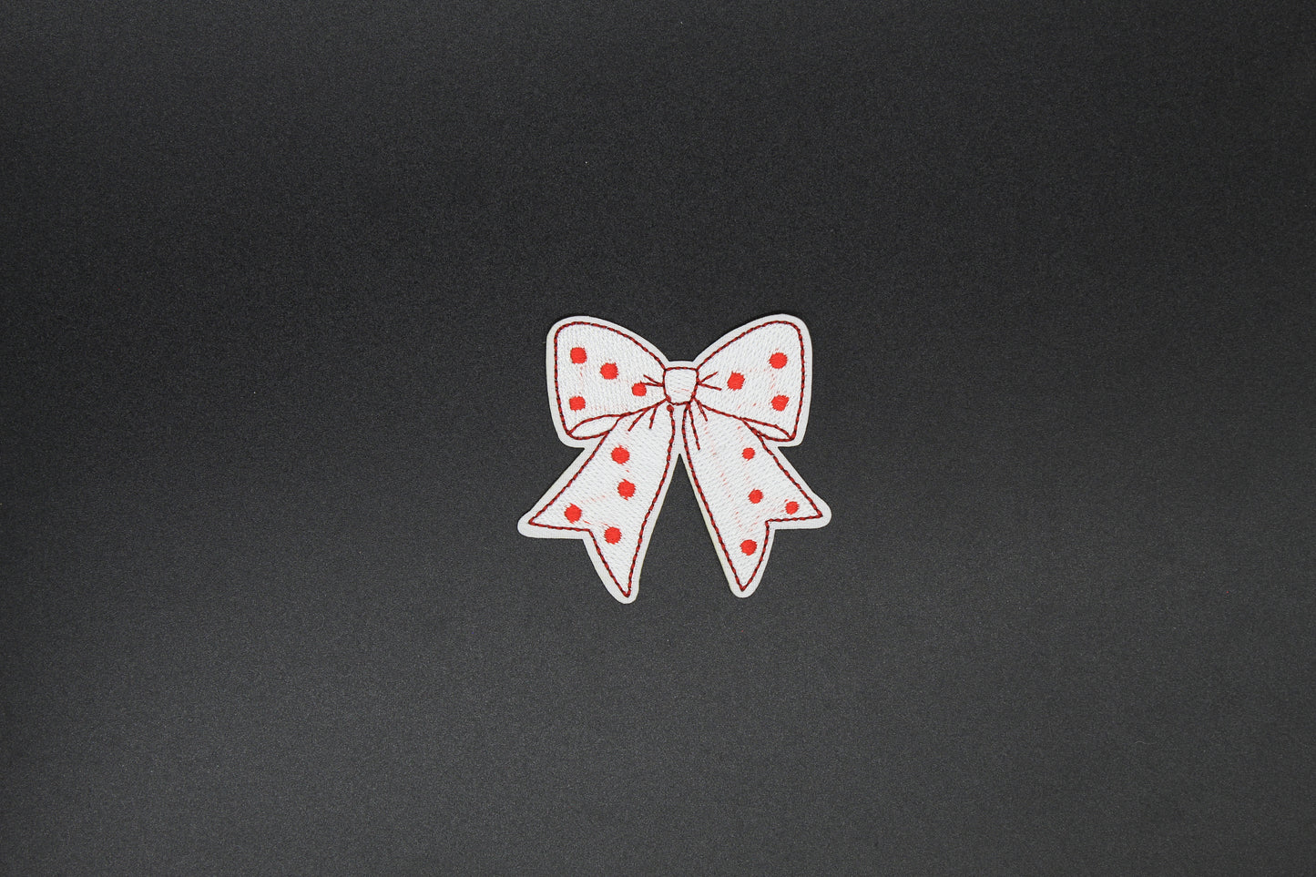 Red Polka Dot Bow Iron-On Patch