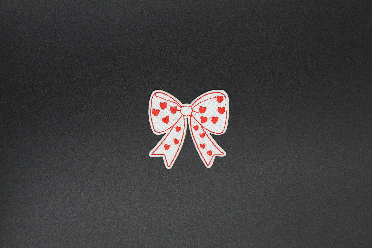 Red Heart Bow Iron-On Patch