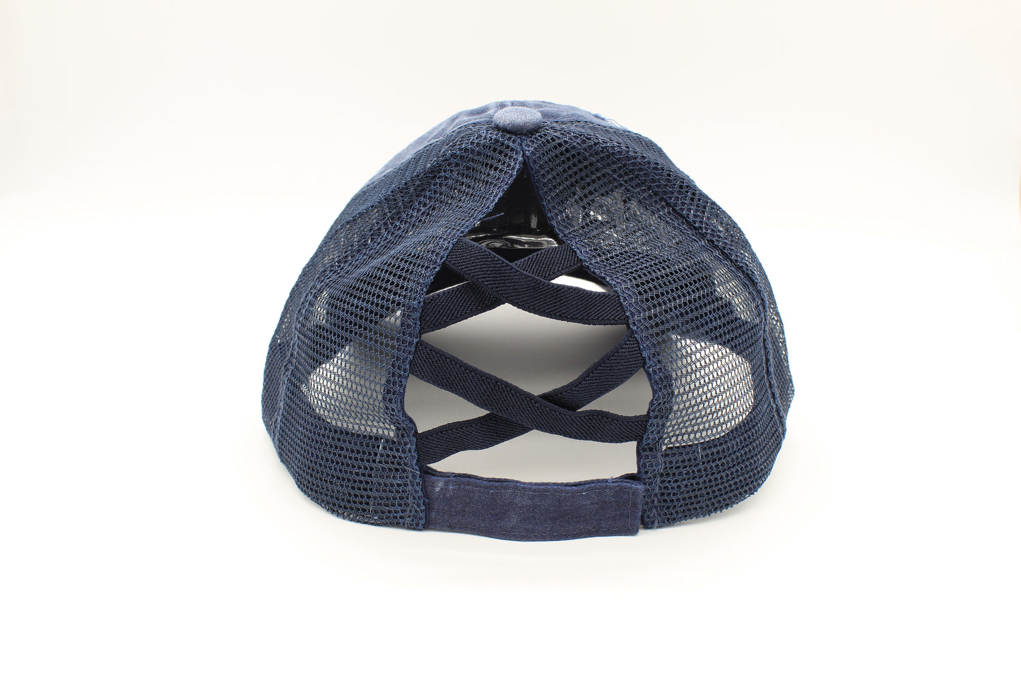 Distressed Navy Ponytail Trucker Hat
