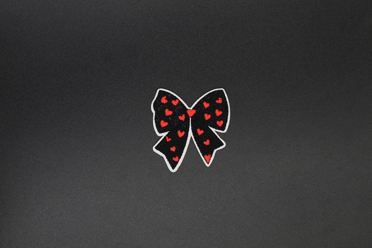 Black & Red Heart Bow Iron-On Patch