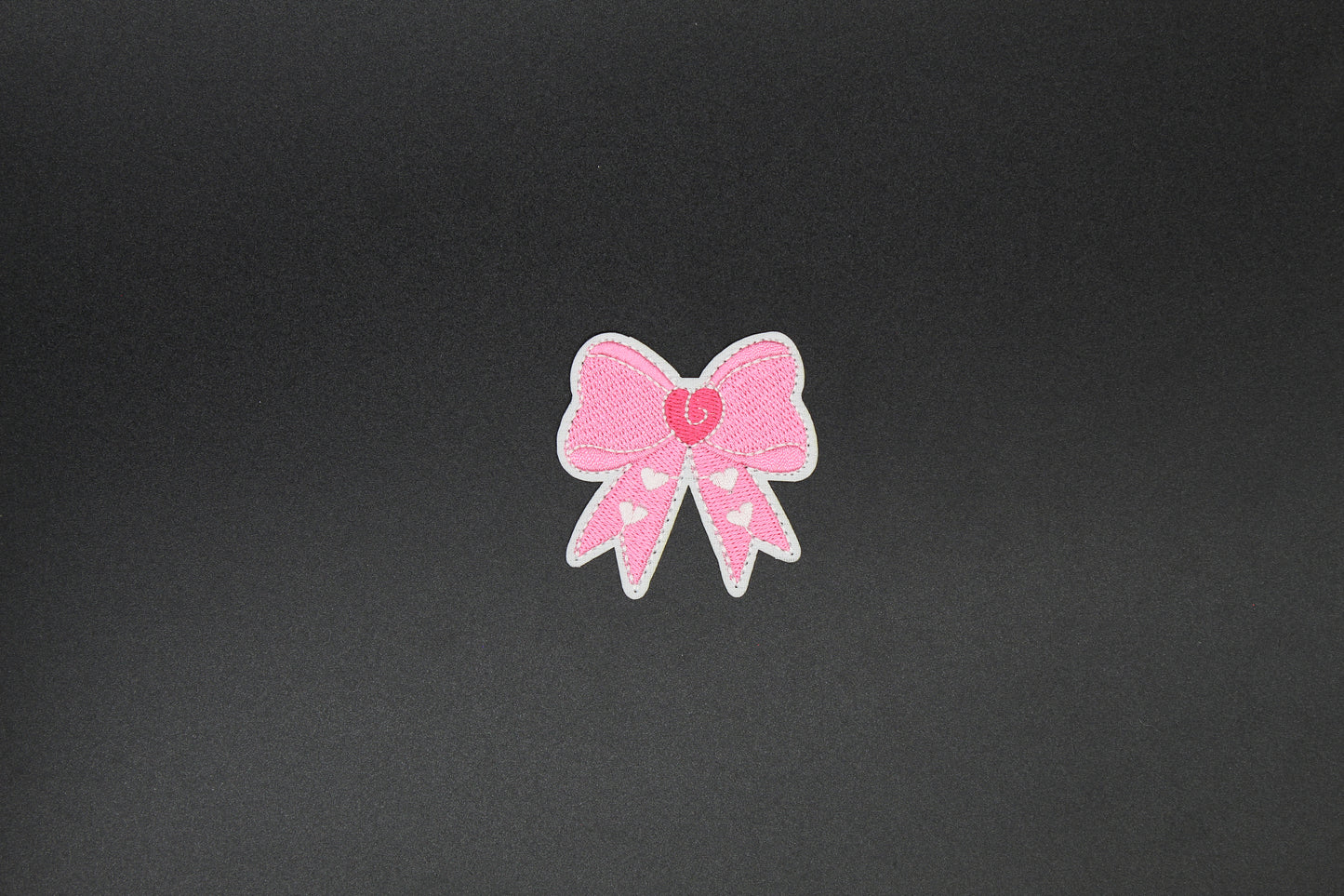 Soft Pink Heart Center Bow Iron-On Patch