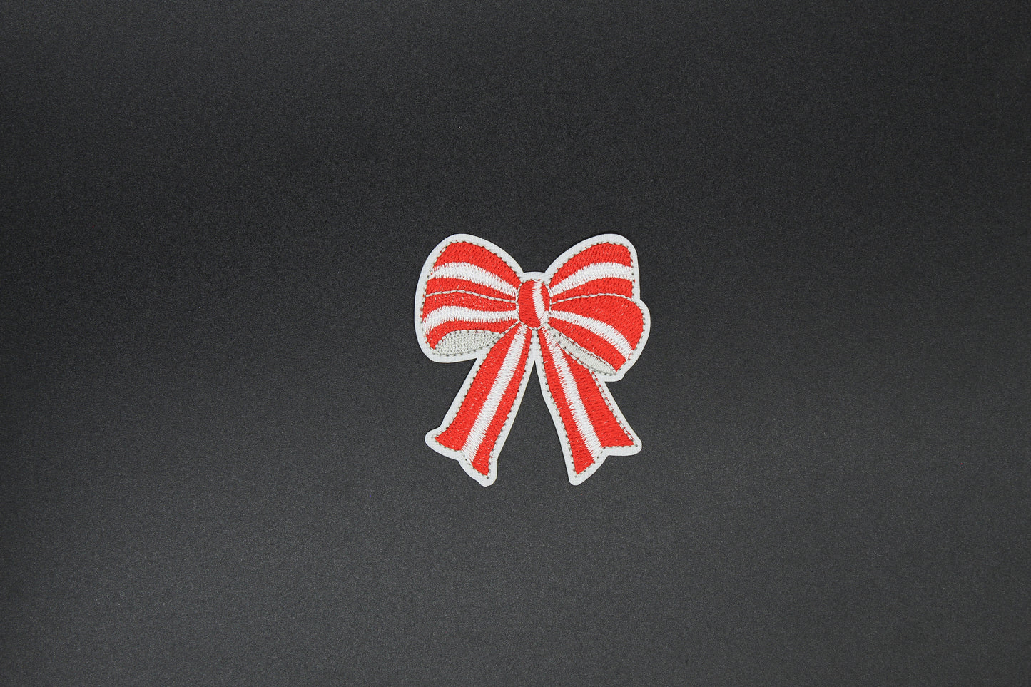 Classic Peppermint Stripe Bow Iron-On Patch