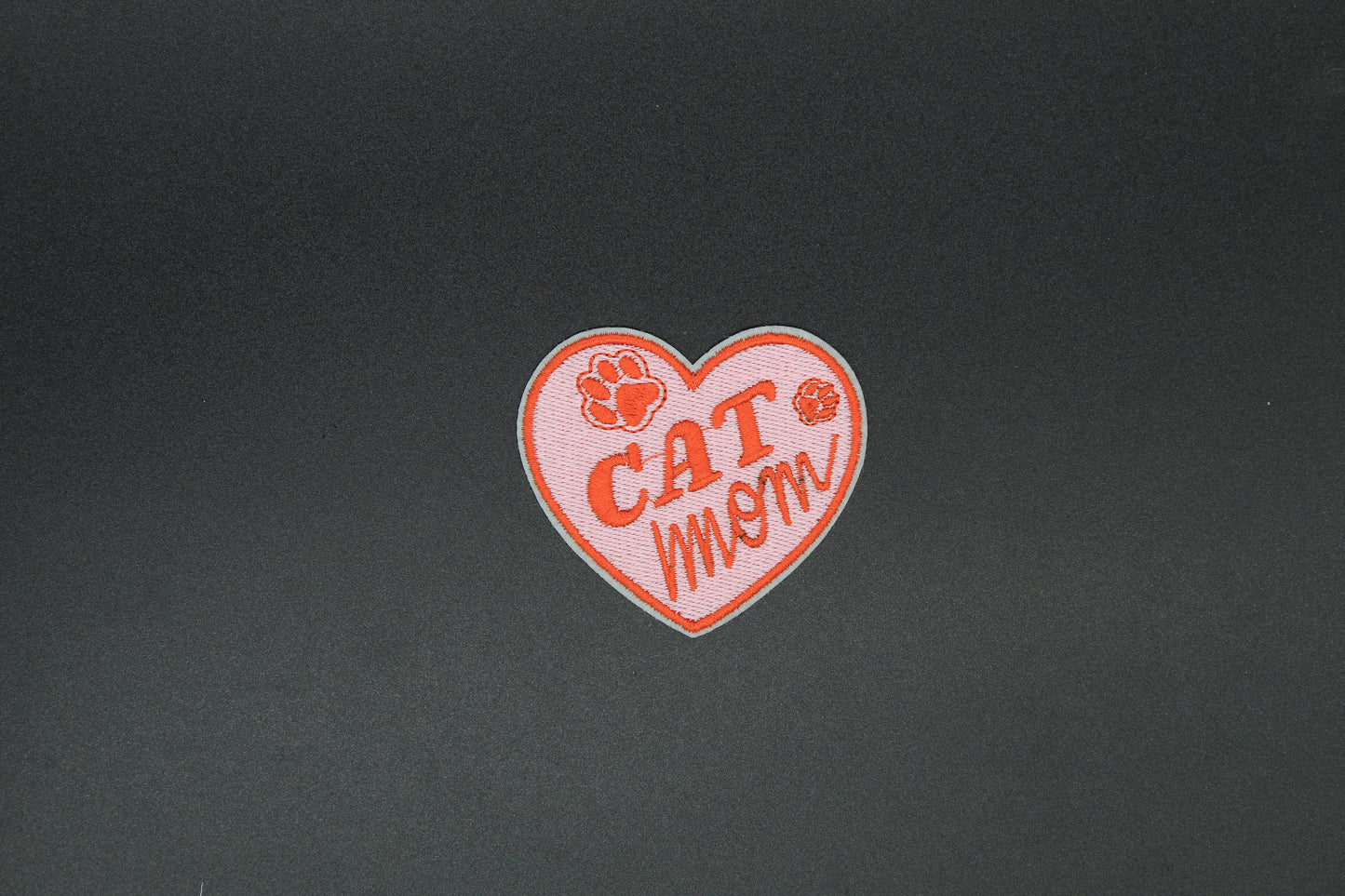 Cat Mom Heart Iron-On Patch