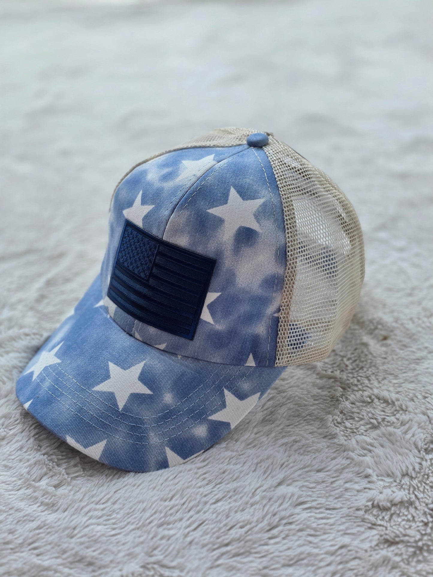 Blue Stars American Flag Trucker Hat