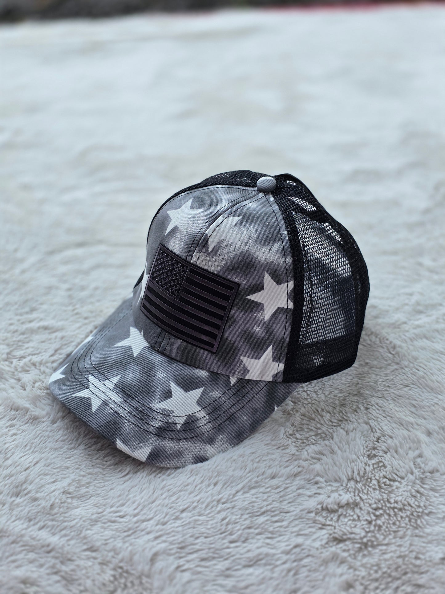 Black Stars American Flag Trucker Hat