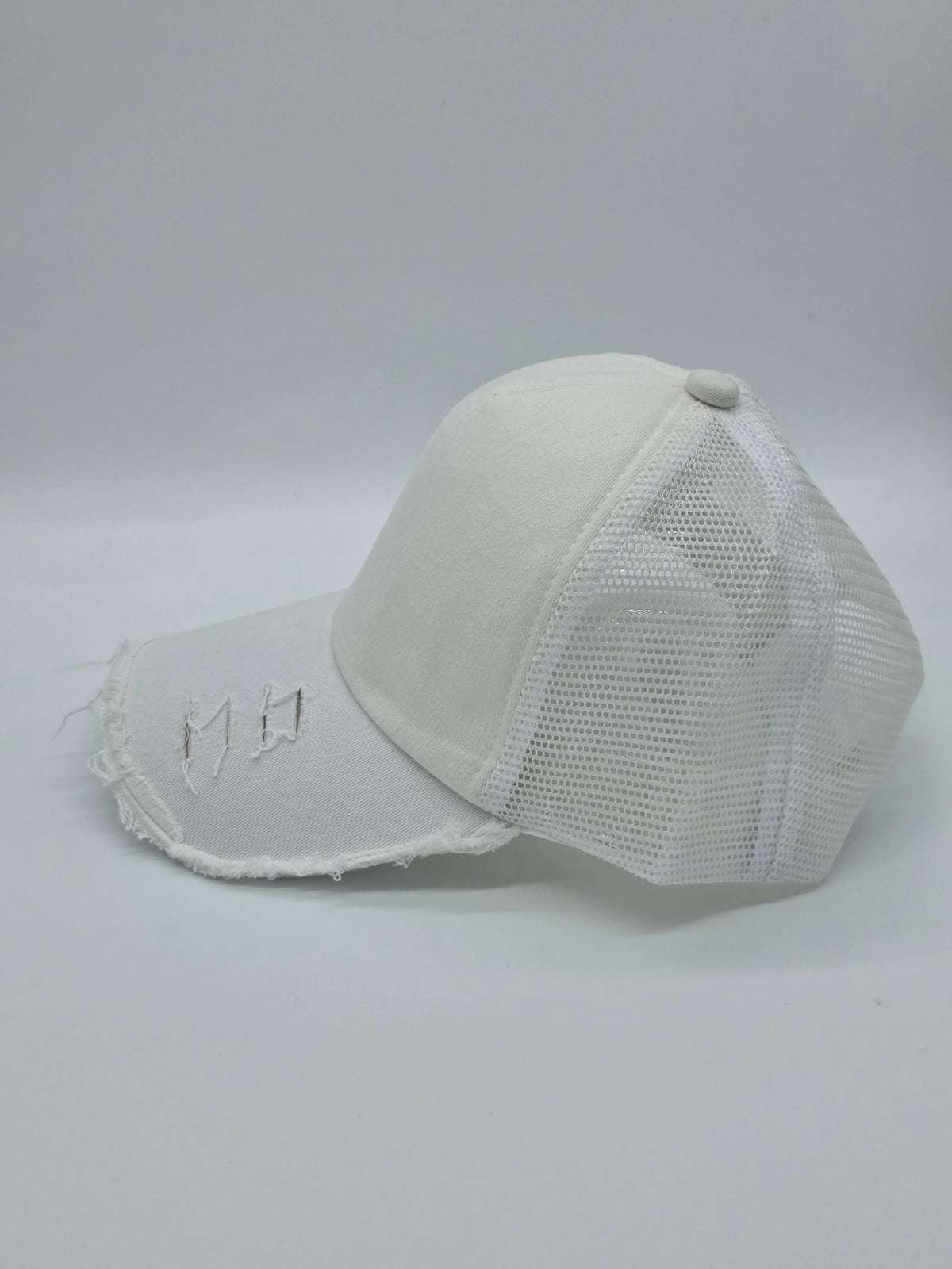 White Distressed Foam Trucker Hat