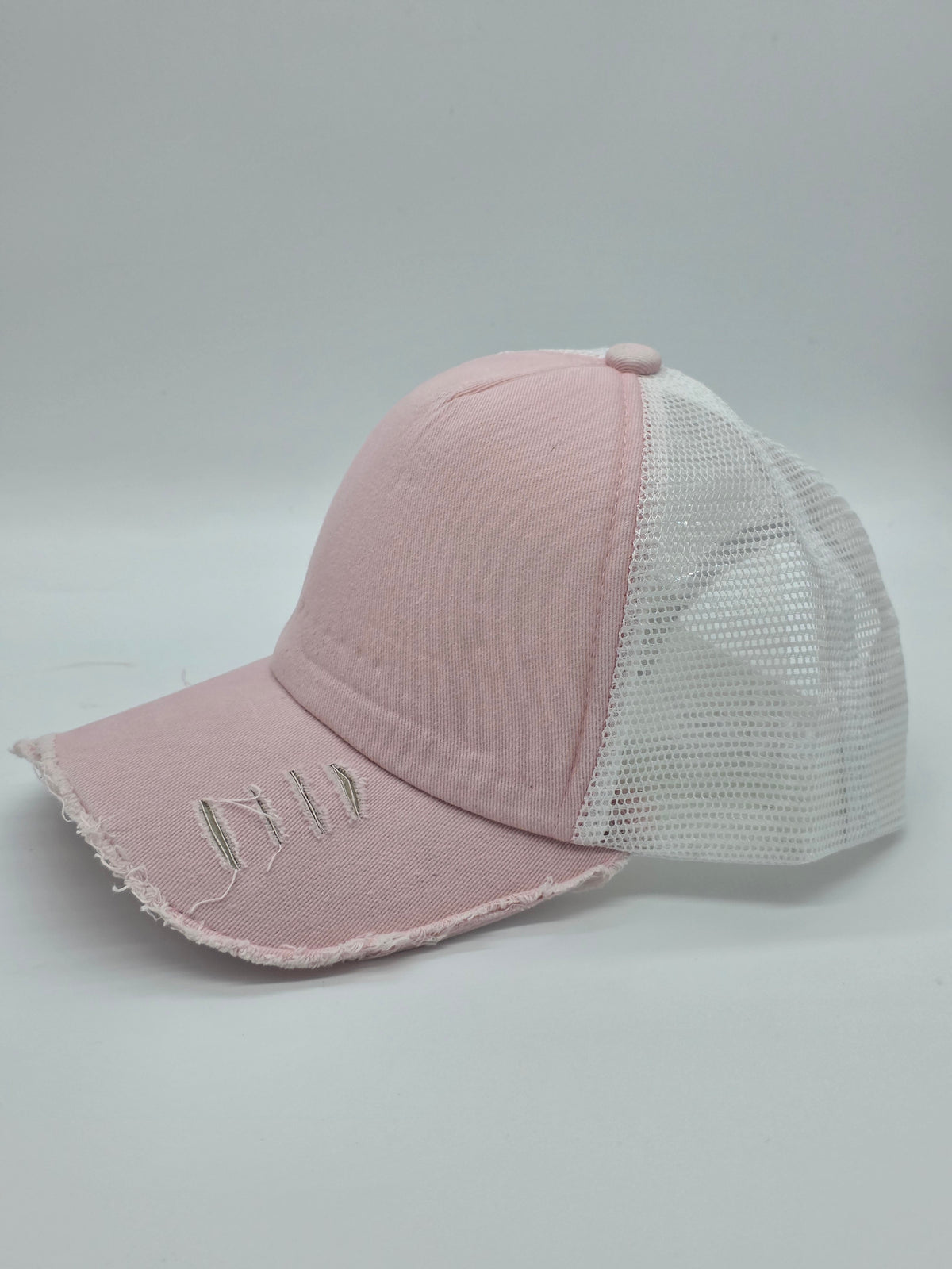 Light Pink Distressed Foam Trucker Hat