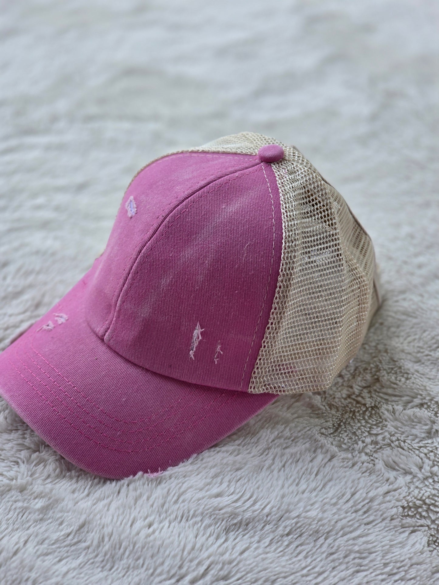 Youth Distressed Pink Trucker Hat
