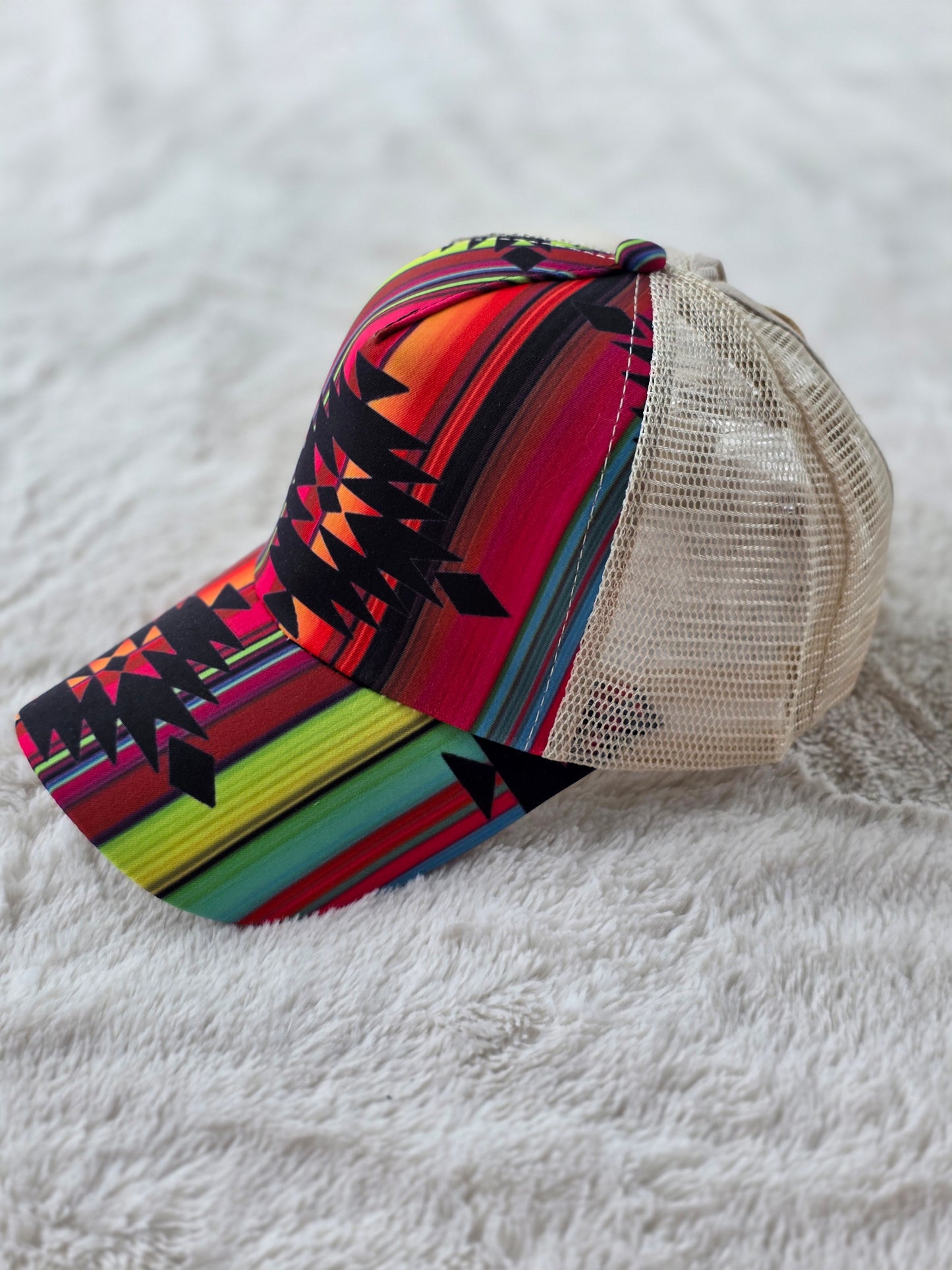 Serape Southwest Criss Cross Ponytail Hat