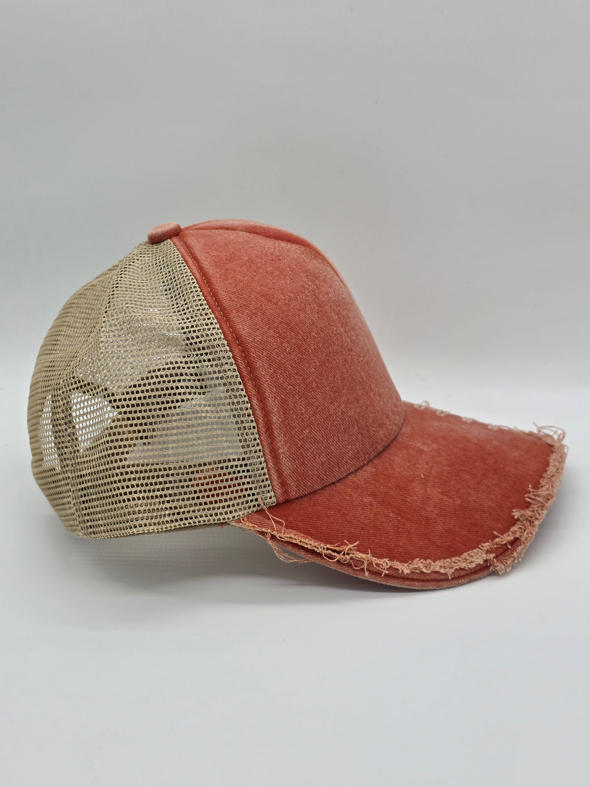 Distressed Coral Orange Foam Trucker Hat