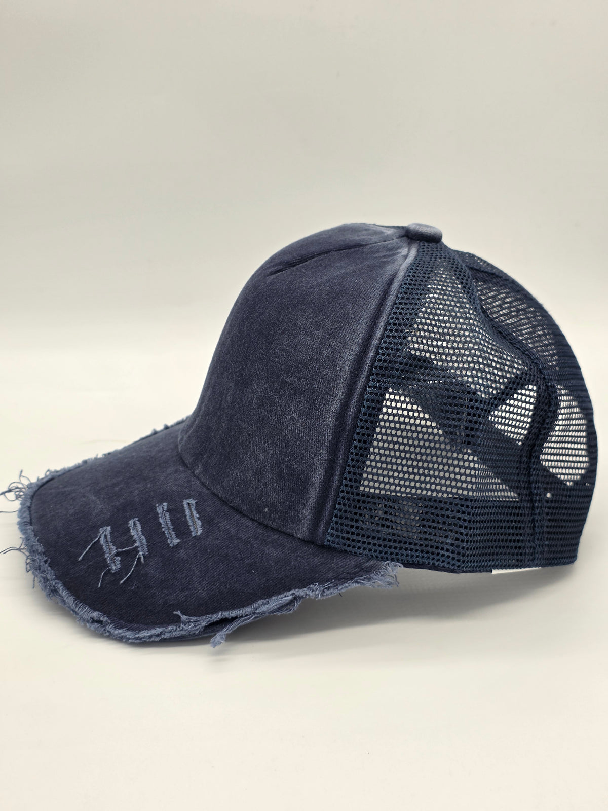 Distressed Navy Blue Foam Trucker Hat