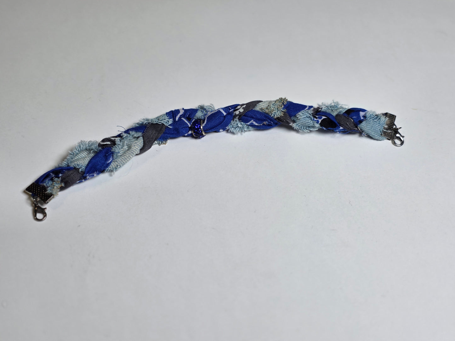 Coastal Breeze Hat Chain – Distressed Denim & Blue Braided Hat Accessory