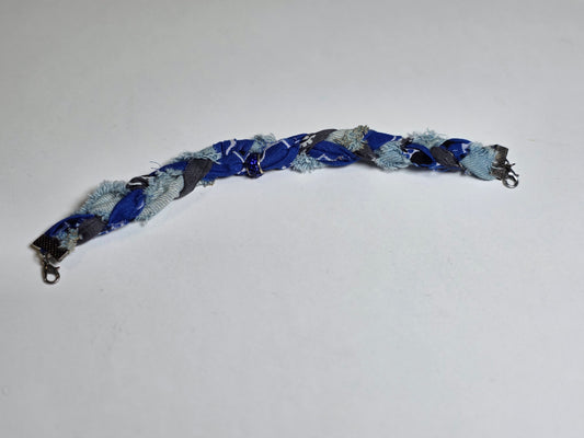 Coastal Breeze Hat Chain – Distressed Denim & Blue Braided Hat Accessory