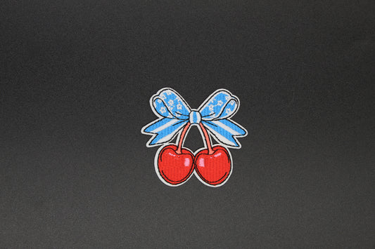 Fourth of July Cherry Bow Iron-On Patch