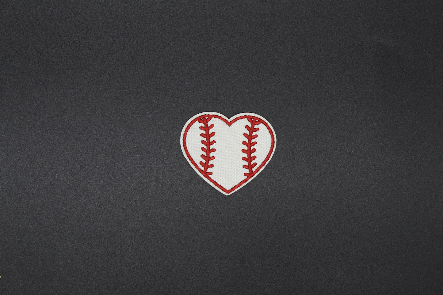 Baseball Heart Embroidered Iron-On Patch