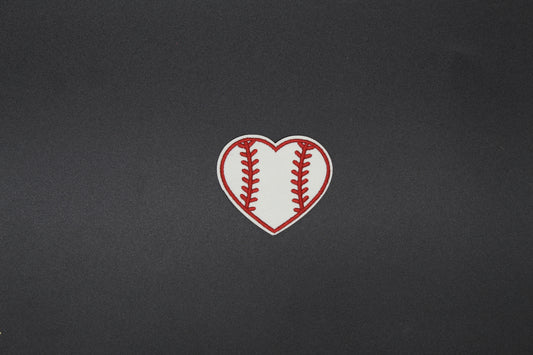 Baseball Heart Embroidered Iron-On Patch