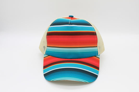 Serape Sunset Criss-Cross Ponytail Hat