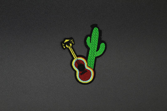 Desert Guitar & Cactus Southwest Iron-On Patch