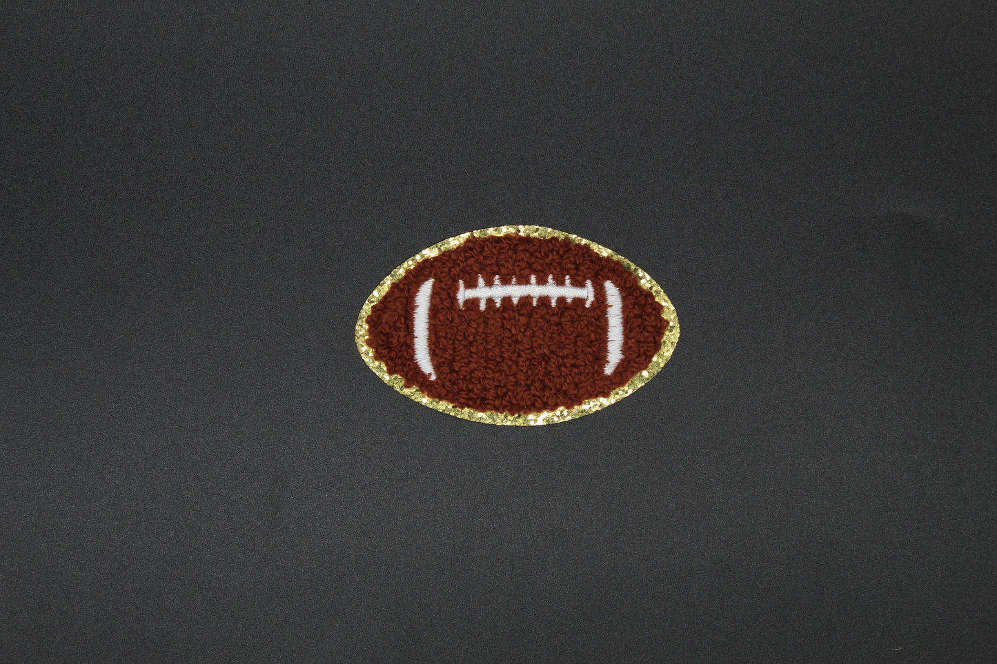 Football Chenille Patch with Gold Glitter Border – Sports Iron-On Appliqué